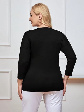 Γυναικείο Plus Size Top Fashion Fashion Κομψό τοπ κατάλληλο για στρογγυλό γυναικείο βαμβακερό casual τοπ