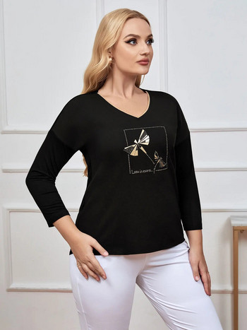 Γυναικείο Plus Size Top Fashion Fashion Κομψό τοπ κατάλληλο για στρογγυλό γυναικείο βαμβακερό casual τοπ