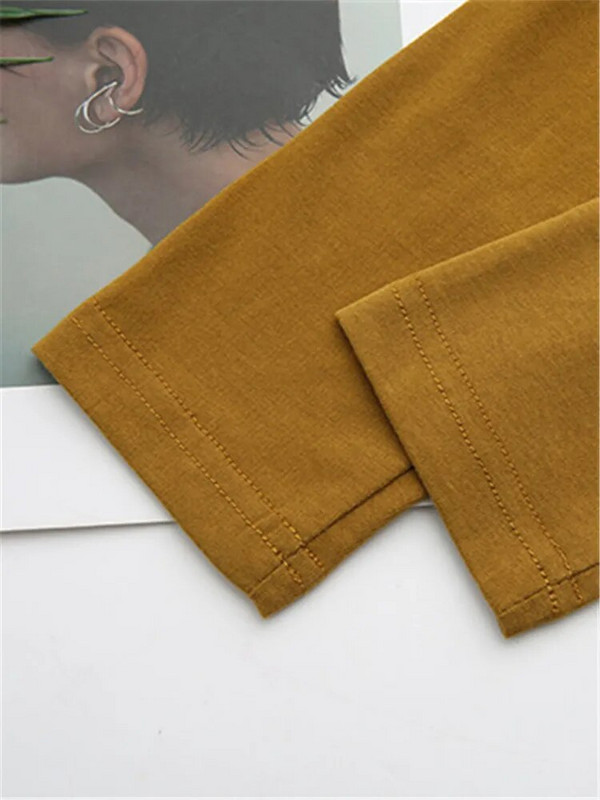 Suures suuruses naisteriided pikkade varrukatega T-särk ühevärvilised stretštopid Kevad/sügis topp ümara allääre ja lapiga