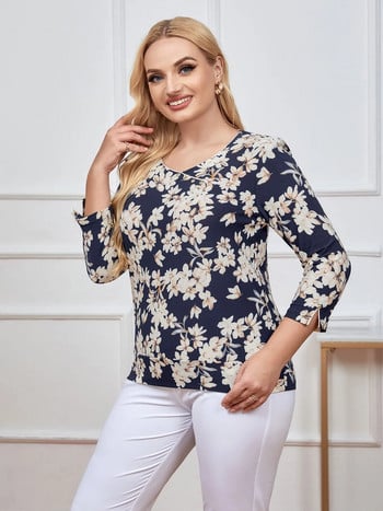 Γυναικείο Plus Size Top Fashion Fashion Κομψό τοπ κατάλληλο για στρογγυλό γυναικείο βαμβακερό casual τοπ