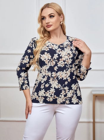 Γυναικείο Plus Size Top Fashion Fashion Κομψό τοπ κατάλληλο για στρογγυλό γυναικείο βαμβακερό casual τοπ