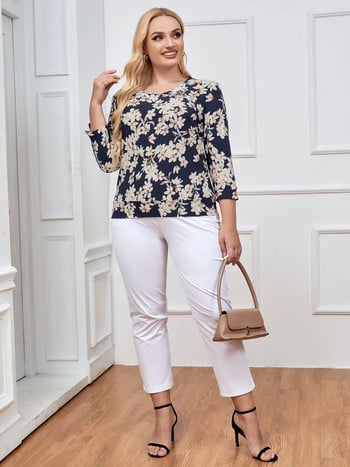 Γυναικείο Plus Size Top Fashion Fashion Κομψό τοπ κατάλληλο για στρογγυλό γυναικείο βαμβακερό casual τοπ