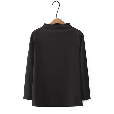 Didelio dydžio moteriški drabužiai Nauji rudenį ir žiemą vienspalviai stovintys apykaklės tamprūs marškiniai Megzti aukšto elastingumo apatiniai marškiniai