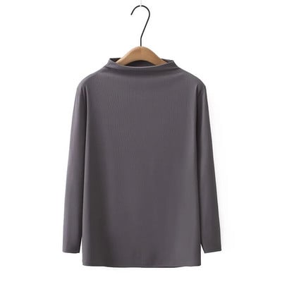 Didelio dydžio moteriški drabužiai Nauji rudenį ir žiemą vienspalviai stovintys apykaklės tamprūs marškiniai Megzti aukšto elastingumo apatiniai marškiniai