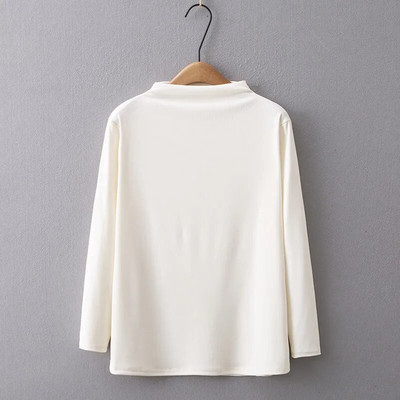 Didelio dydžio moteriški drabužiai Nauji rudenį ir žiemą vienspalviai stovintys apykaklės tamprūs marškiniai Megzti aukšto elastingumo apatiniai marškiniai