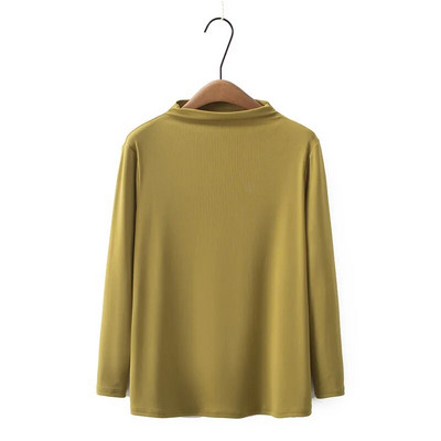 Didelio dydžio moteriški drabužiai Nauji rudenį ir žiemą vienspalviai stovintys apykaklės tamprūs marškiniai Megzti aukšto elastingumo apatiniai marškiniai