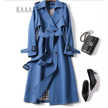 KAAAZI Χειμερινό μακρύ πουκάμισο Γυναικείο Φόρεμα Καφέ Ανεμοδαρείο Καμπαρντίνα Κορεάτικο Plus Μεγάλο μέγεθος Casual Εξωτερικά Ενδύματα Παχύνοντας Μόδα 4XL
