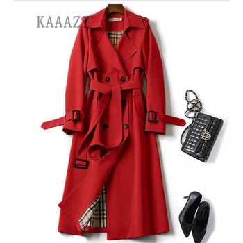 KAAAZI Зимна дълга рокля с риза Дамско кафяво тренчкот с ветробрана Корейски плюс голям размер Ежедневно връхно облекло, удебелена мода 4XL