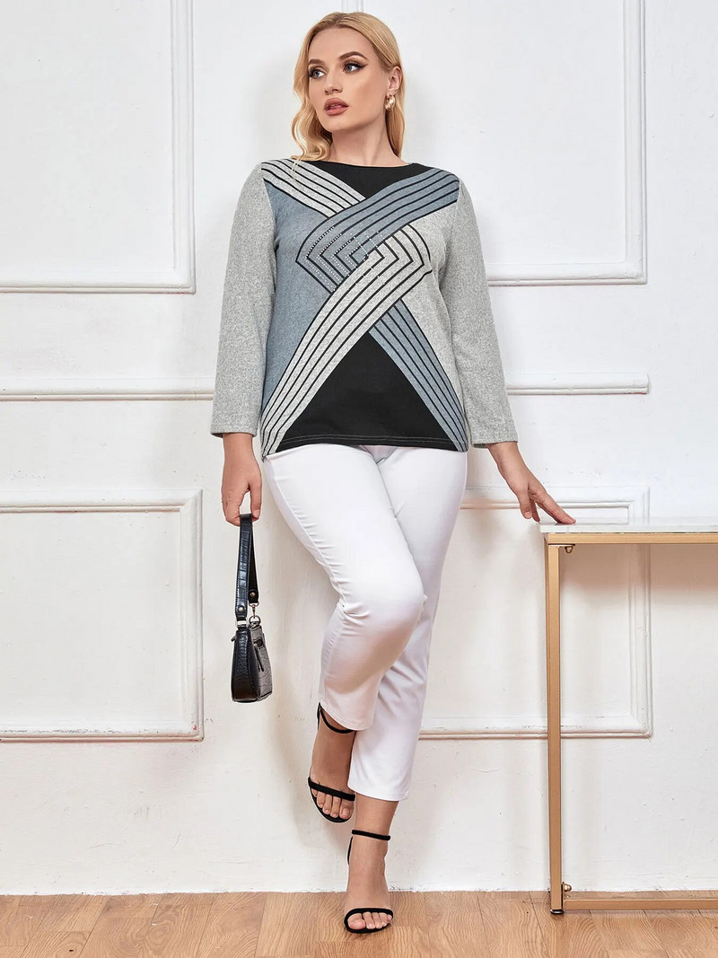 Naiste suures suuruses pullover Spring Chic elegantne pullover lihava naiste puuvillase moodsa pulloveri jaoks