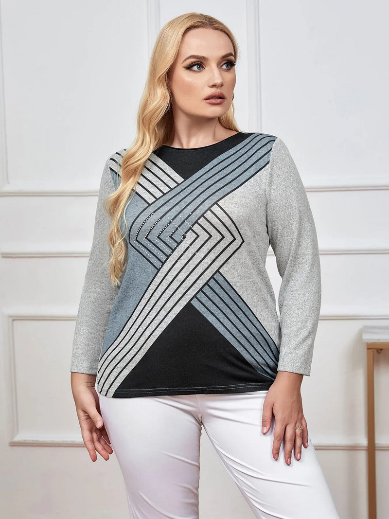 Naiste suures suuruses pullover Spring Chic elegantne pullover lihava naiste puuvillase moodsa pulloveri jaoks