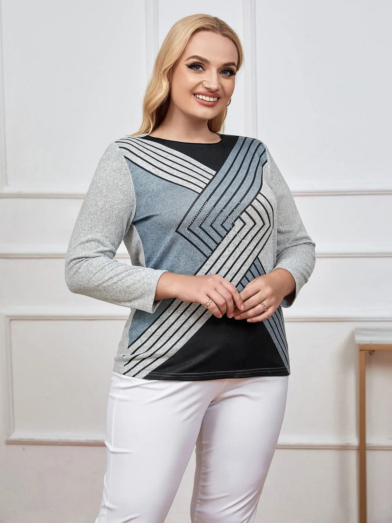 Naiste suures suuruses pullover Spring Chic elegantne pullover lihava naiste puuvillase moodsa pulloveri jaoks