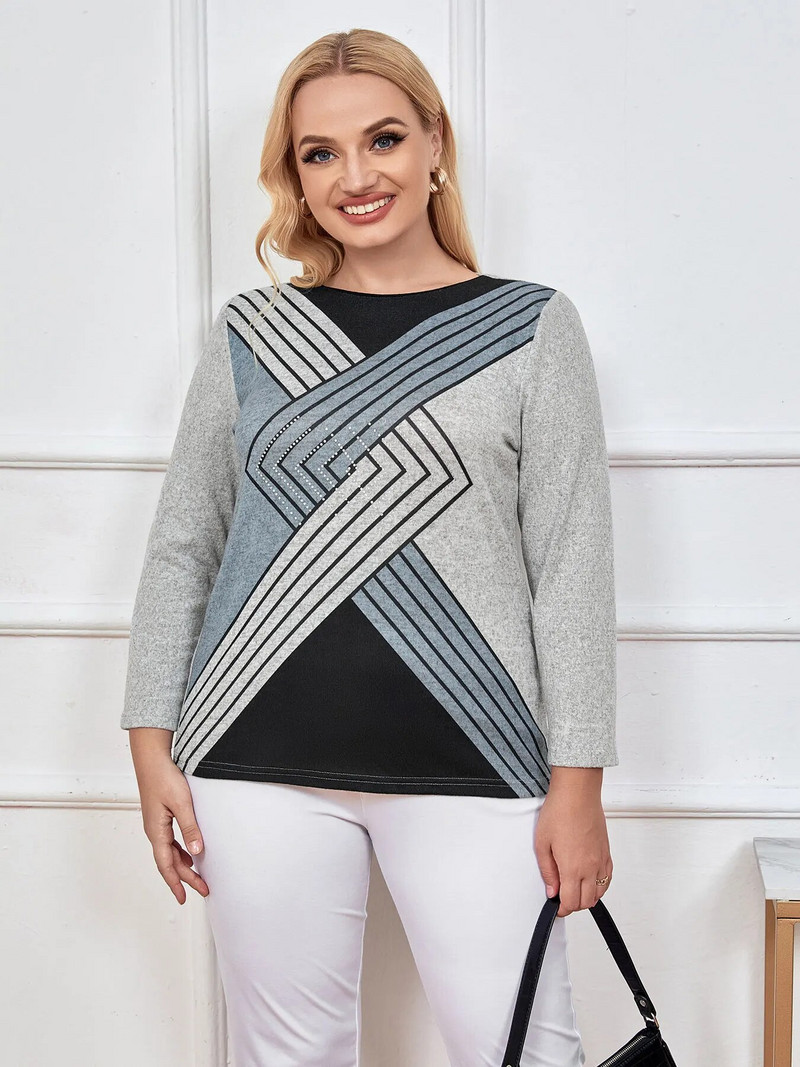 Naiste suures suuruses pullover Spring Chic elegantne pullover lihava naiste puuvillase moodsa pulloveri jaoks