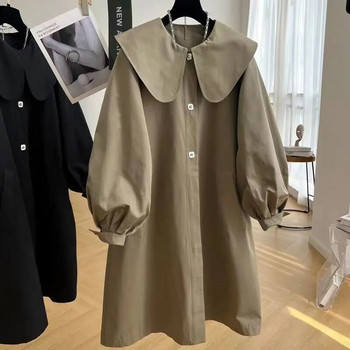 Γυναικεία Κορεατική Έκδοση Άνοιξης και Φθινοπώρου 2023 Χαλαρά μανίκια φαναριού με μεσαίο μακρύ παλτό
