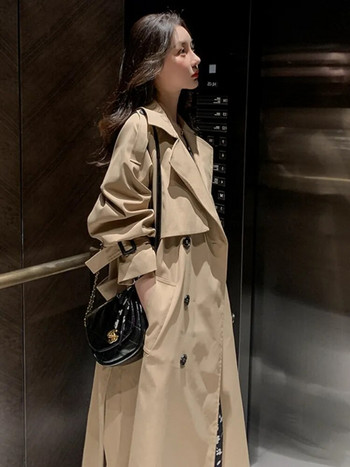 Πέτο Γυναικεία καμπαρντίνα Topcoat Διπλό παλτό casual Καθαρό χρώμα Φθινοπωρινό χειμωνιάτικο παντελόνι Ανεμοδαρμένο μπουφάν