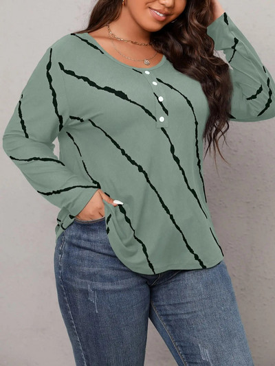 Finjani suures suuruses naiste T-särk, musta triibulise põhjaga pikkade varrukatega O-kaelusega särgi vabaajarõivad sügiseks, uus