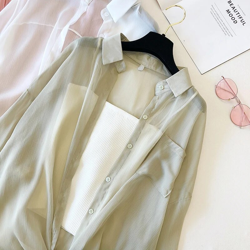 Γυναικείο Λεπτό Παλτό Casual Καλοκαιρινά Ρούχα Αντιηλιακής Προστασίας Γυναικεία Ζακέτα πουκάμισο Μπλούζα Μπλούζα για Γυναικεία Καλύμματα Blusa