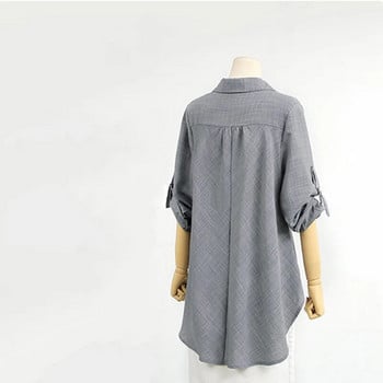 Γυναικείο πουκάμισο Κοντό μανίκι L-4XL Plus Size Loose γυναικείες μπλούζες καλοκαιρινές μπλούζες Κίτρινο Γυναικείο Casual Girl Μπλούζα Μπλούζα Oversize Κοντό