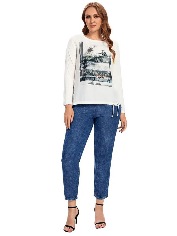 Pulover de mărime mare pentru femei Pulover șic elegant de vară pentru femei dolofane Pulover de modă din bumbac