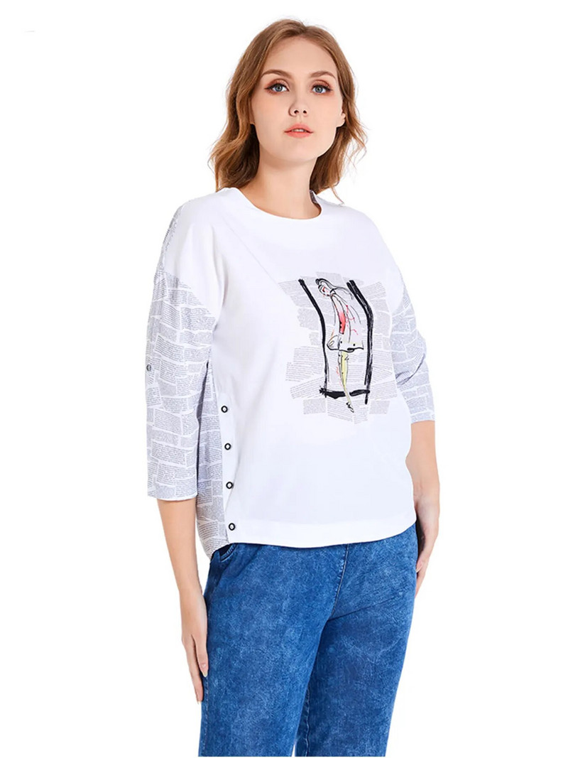 Sieviešu lielizmēra džemperis Pavasara šiks elegants džemperis apaļīgam sieviešu modes džemperim