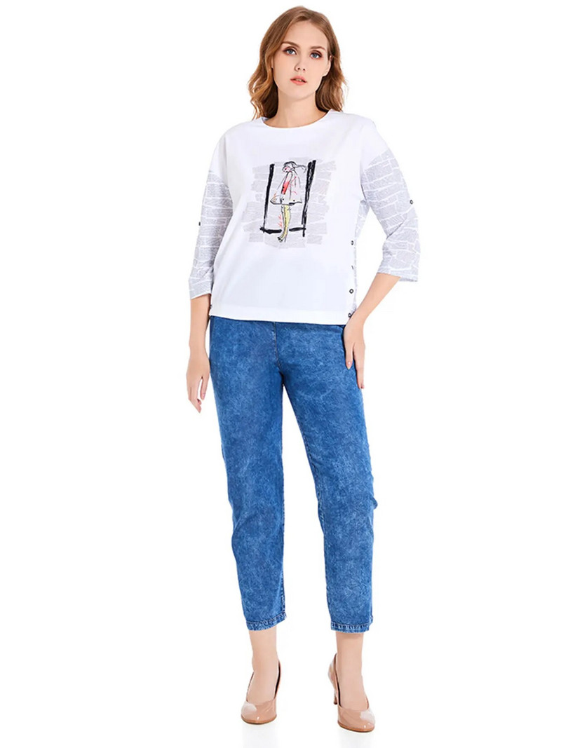 Sieviešu lielizmēra džemperis Pavasara šiks elegants džemperis apaļīgam sieviešu modes džemperim