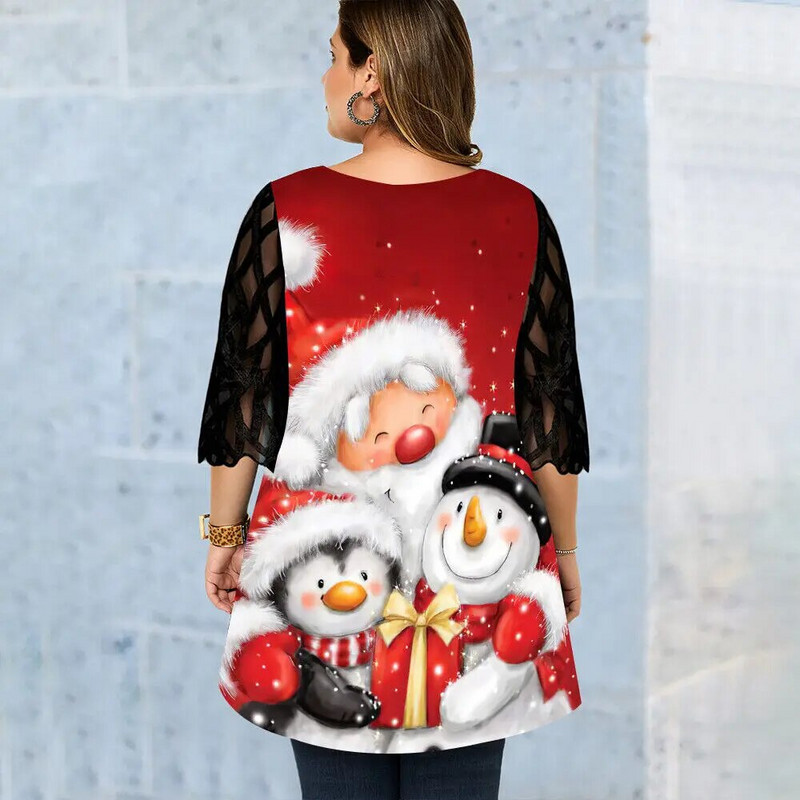 2023. aasta jõulud, naiste 3/4 pikkade varrukatega topid Pullover Naiste vabaaja tuunika T-pluus Riided Riided Suures suuruses T-särk