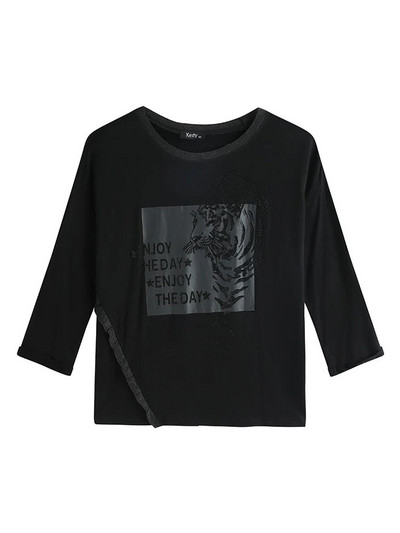 Γυναικείο Μπλουζάκι Plus Size Άνοιξη Κομψό μπλουζάκι κατάλληλο για στρογγυλό γυναικείο βαμβακερό casual τοπ