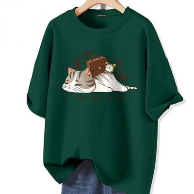 Βαμβακερό χαλαρό αθλητικό τοπ γυναικείο μπλουζάκι υψηλής ποιότητας πολυτελείας επωνυμίας με εμπριμέ κοντό μανίκι Top Fashion Plus Size Γυναικεία Ρούχα