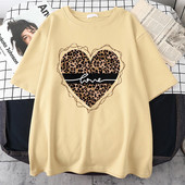 Leopard Love Funny Printed T-Shirt Γυναικεία καλοκαιρινά βαμβακερά μπλουζάκια Fashion Plus μέγεθος Κοντομάνικο Street Casual T-shirt