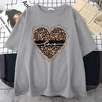 Leopard Love Funny Printed T-Shirt Γυναικεία καλοκαιρινά βαμβακερά μπλουζάκια Fashion Plus μέγεθος Κοντομάνικο Street Casual T-shirt