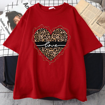 Leopard Love Funny Printed T-Shirt Γυναικεία καλοκαιρινά βαμβακερά μπλουζάκια Fashion Plus μέγεθος Κοντομάνικο Street Casual T-shirt