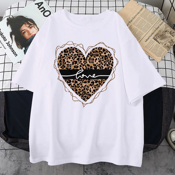 Leopard Love Funny Printed T-Shirt Γυναικεία καλοκαιρινά βαμβακερά μπλουζάκια Fashion Plus μέγεθος Κοντομάνικο Street Casual T-shirt