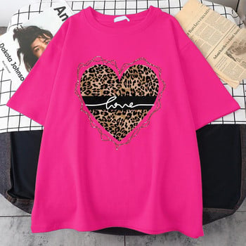 Leopard Love Funny Printed T-Shirt Γυναικεία καλοκαιρινά βαμβακερά μπλουζάκια Fashion Plus μέγεθος Κοντομάνικο Street Casual T-shirt