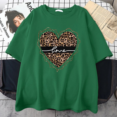 Leopard Love Funny Printed T-Shirt Γυναικεία καλοκαιρινά βαμβακερά μπλουζάκια Fashion Plus μέγεθος Κοντομάνικο Street Casual T-shirt