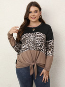 Finajni Suures suuruses naiste T-särgid Moodsad Leopardivärvi pluusid Ainulaadne äär, piklik kikilips Sügis- ja Talvine T-särk