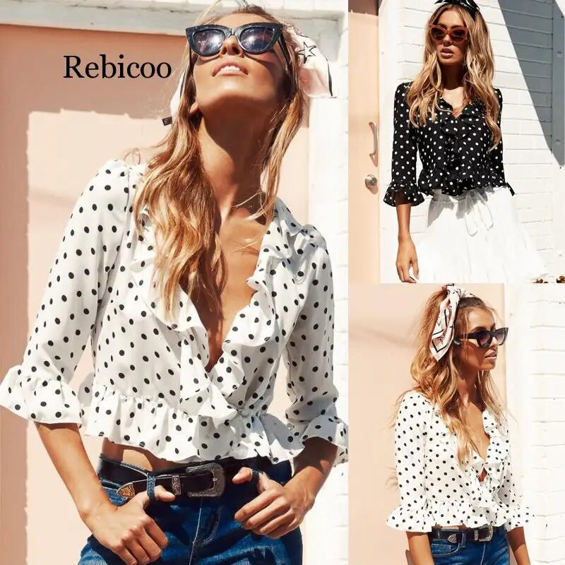 Moteriški taškiniai marškinėliai Laisvi V kaklo viršūnės Moteriškos Laisvalaikio raukiniai Rankovės Palaidinė Marškiniai Moteriški viršūnės