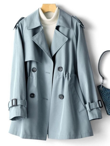 Γυναικεία καμπαρντίνα 2023 Άνοιξη Φθινόπωρο Νέα σε Μόδα Μαύρα Ρούχα Κορεάτικο σακάκι Oversize Γυναικείο Παλτό Casual Solid Πανωφόρι