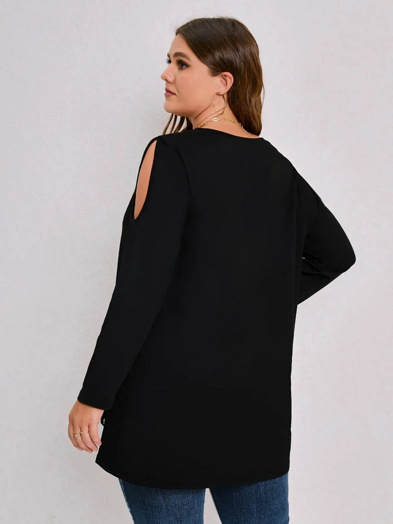 „Finjani“ didelio dydžio moteriški marškinėliai „Gingham Heart Print“ ilgomis rankovėmis „O-neck Tee“ laisvalaikio drabužiai rudeniui, nauji