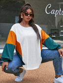 Finjani värviplokk Crewneck dressipluus, vabaaja top moodsad naiste suures suuruses riided