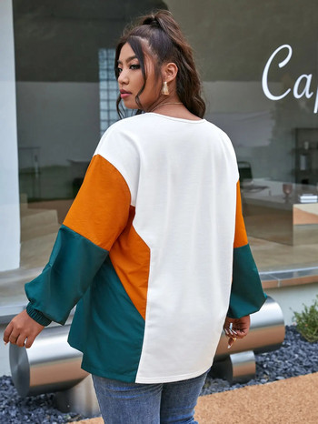 Φούτερ Finjani Color Block Crewneck Πουλόβερ Casual Top Fashion Γυναικεία Ρούχα σε μεγάλο μέγεθος