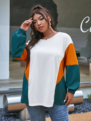 Φούτερ Finjani Color Block Crewneck Πουλόβερ Casual Top Fashion Γυναικεία Ρούχα σε μεγάλο μέγεθος