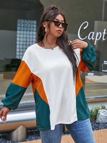 Φούτερ Finjani Color Block Crewneck Πουλόβερ Casual Top Fashion Γυναικεία Ρούχα σε μεγάλο μέγεθος