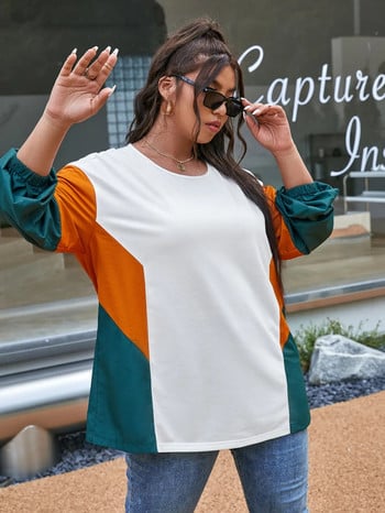 Φούτερ Finjani Color Block Crewneck Πουλόβερ Casual Top Fashion Γυναικεία Ρούχα σε μεγάλο μέγεθος