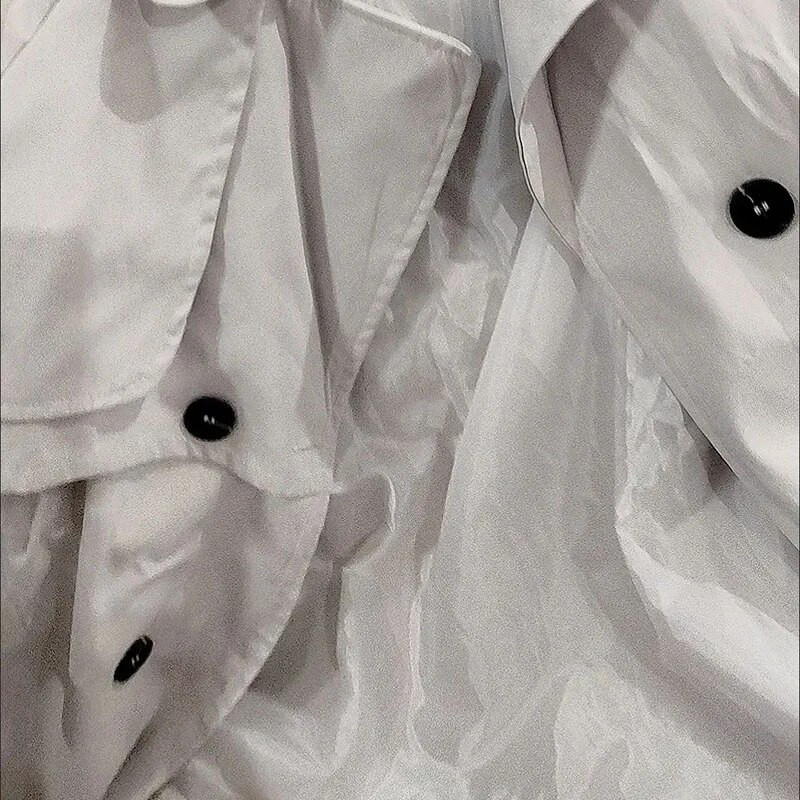 Casual διπλό στήθος μεσαίου μήκους τζάκετ κορεάτικο με κορδόνια περίσφιξης Abrigos Gabardina Γυναικεία Ανοιξιάτικα Σικ Παλτό