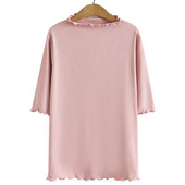 4XL suures suuruses naiste põhi-T-särk 2023. aasta kevadsuvi volangiga krae t-särgid, poolvarrukad, ülaosad, suured kõverad riided