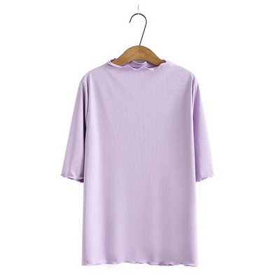 4XL suures suuruses naiste põhi-T-särk 2023. aasta kevadsuvi volangiga krae t-särgid, poolvarrukad, ülaosad, suured kõverad riided