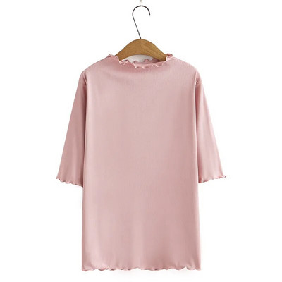 4XL suures suuruses naiste põhi-T-särk 2023. aasta kevadsuvi volangiga krae t-särgid, poolvarrukad, ülaosad, suured kõverad riided