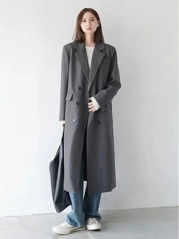 Jmprs Long Trench Naiste vaba aeg Tänavarõivad Kontorirõivad Naised Elegantsed Kevadised Mantlid Minimalistlik Harajuku Tuulejokk