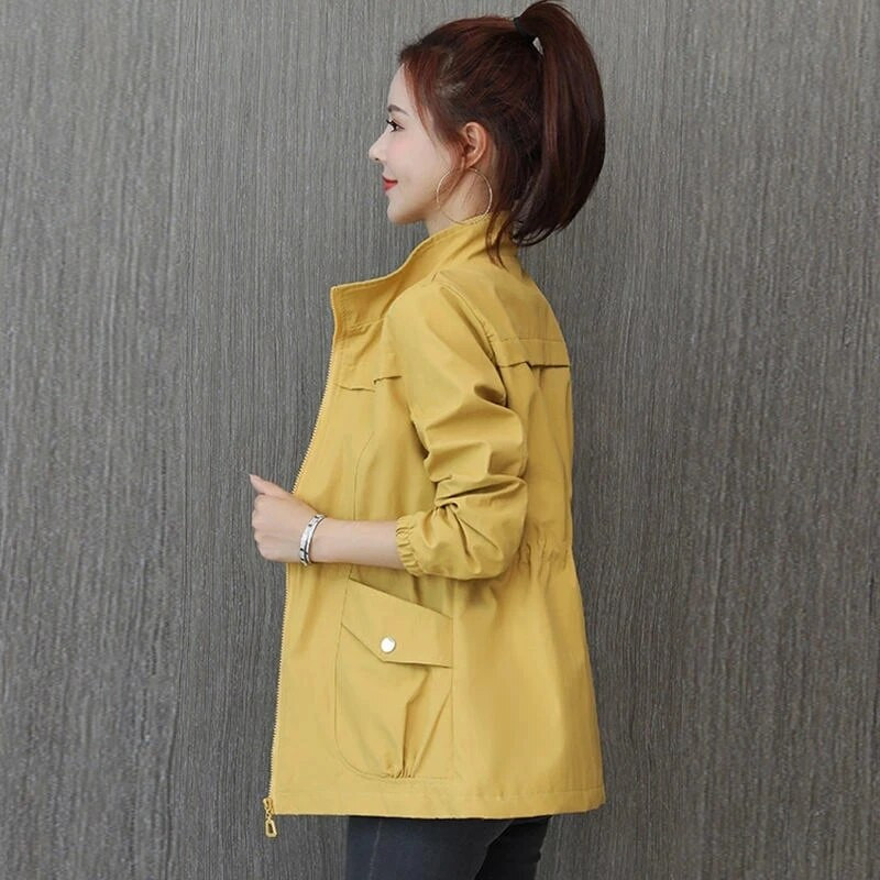 2023. aasta uus kevadine sügismantel naiste tuulepluus, õhuke kaelus, soliidne välisriided, naiste lühikesed vabaaja rõivad, topid, vooder