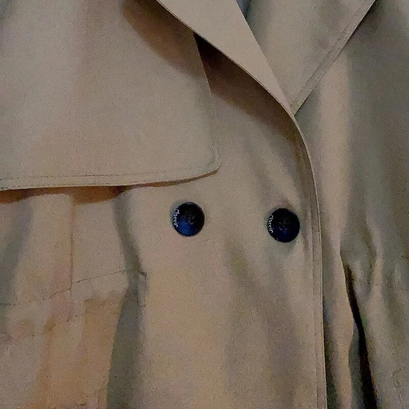 Χακί Μεσαίου μήκους Διπλό Γυναικείο Μπουφάν Trench Κλασικό Ανεμοδαρμένο Casual Παλτό Gabardina Streetwear Abrigos New