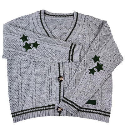 Deeptown Y2K Vintage Swift pleteni kardigan, ženski jesenski pulover s vezom Tay Star Preppy, prevelika majica dugih rukava, ulična odjeća